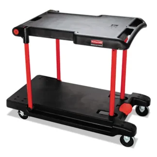 Rubbermaid® Commercial Convertible Utility Cart, Plastic, 2 Shelves, 400 lb Capacity, Black