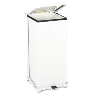 Rubbermaid® Commercial Defenders Heavy-Duty Steel Step Can, 13 gal, Steel, White