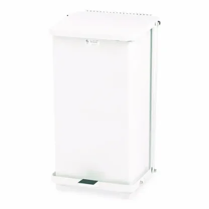 Rubbermaid® Commercial Defenders Heavy-Duty Steel Step Can, 6.5 gal, Steel, White