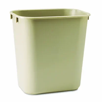 Rubbermaid® Commercial Deskside Plastic Wastebasket, 3.5 gal, Beige