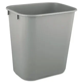Rubbermaid® Commercial Deskside Plastic Wastebasket, 3.5 gal, Plastic, Gray