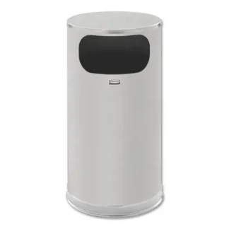 Rubbermaid® Commercial European and Metallic Series Waste Receptacle with Large Side Opening, 12 gal, Steel, Satin Stainless