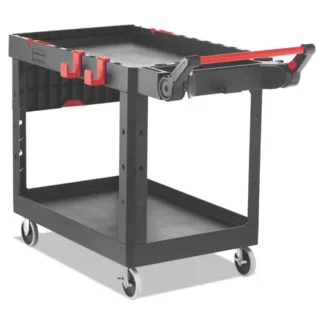 Rubbermaid® Commercial Heavy Duty Adaptable Utility Cart, Plastic, 2 Shelves, Black