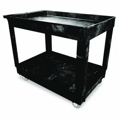 Rubbermaid® Commercial Heavy-Duty Flat-Handle Maintenance/Utility Cart, Plastic, Black
