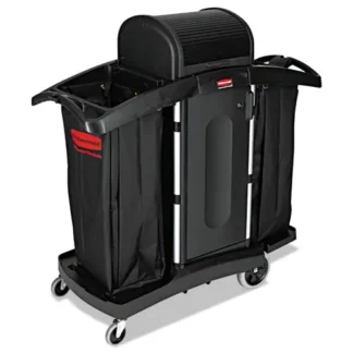 Rubbermaid® Commercial High-Security Housekeeping Cart, Black/Silver