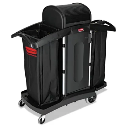 Rubbermaid® Commercial High-Security Housekeeping Cart, Black/Silver