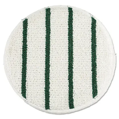 Rubbermaid® Commercial Low Profile Scrub-Strip Carpet Bonnet, 19" Diameter, White/Green, 5/Carton