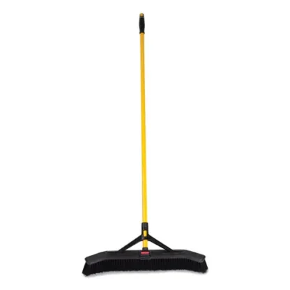 Rubbermaid® Commercial Maximizer Push-to-Center Broom, 24", Polypropylene Bristles, Yellow/Black