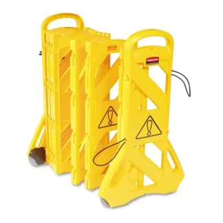 Rubbermaid® Commercial Portable Mobile Safety Barrier, Plastic, 13 ft x 40", Yellow