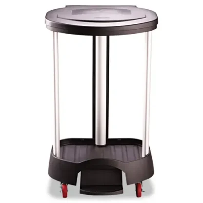 Rubbermaid® Commercial Premium Step-On Linen Hamper, Aluminum/Plastic, Black
