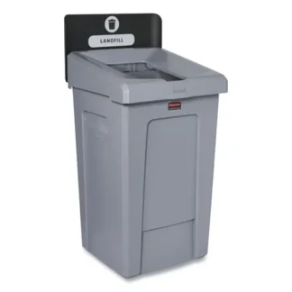 Rubbermaid® Commercial Slim Jim Recycling Station 1-Stream, Landfill, 33 Gallon, Gray Resin