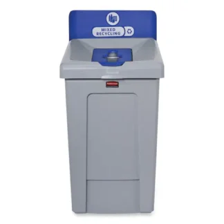 Rubbermaid® Commercial Slim Jim Recycling Station 1-Stream, Mixed Recycling Station, 33 gal, Gray
