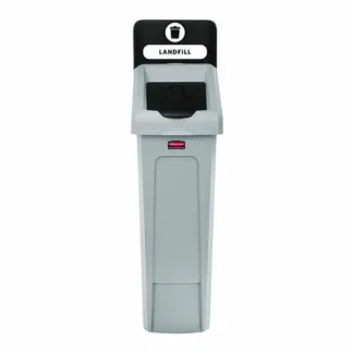 Rubbermaid® Commercial Slim Jim Recycling Station Kit, 1-Stream Landfill, 23 gal, Plastic, Gray/Black