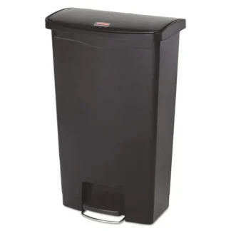 Rubbermaid® Commercial Slim Jim Streamline Resin Step-On Container, 18 gal, Polyethylene, Black