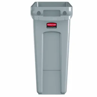 Rubbermaid® Commercial Slim Jim Waste Container with Handles, 16 gal, Plastic, Light Gray