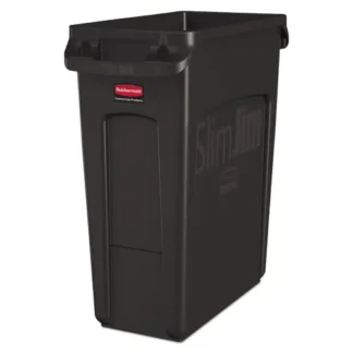 Rubbermaid® Commercial Slim Jim with Venting Channels, 16 gal, Plastic, Black