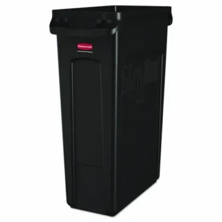 Rubbermaid® Commercial Slim Jim with Venting Channels, 23 gal, Plastic, Black