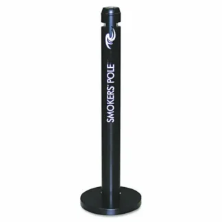 Rubbermaid® Commercial Smoker's Pole, Round, Steel, Black, 0.9 gal Capacity, 4" Diameter x 41" Height