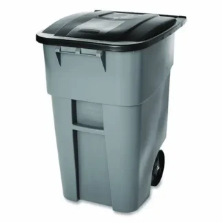 Rubbermaid® Commercial Square Brute Rollout Container, 50 gal, Molded Plastic, Gray