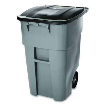 Rubbermaid® Commercial Square Brute Rollout Container, 50 gal, Molded Plastic, Gray