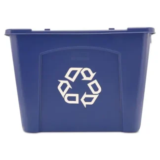 Rubbermaid® Commercial Stacking Recycle Bin, Polyethylene, Blue, 14 gal