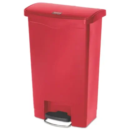 Rubbermaid® Commercial Streamline Resin Step-On Container, Front Step Style, 13 gal, Polyethylene, Red