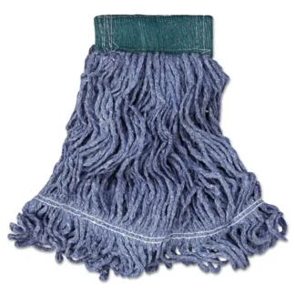 Rubbermaid® Commercial Super Stitch Blend Mop Head, Medium, Cotton/Synthetic, Blue, 6/Carton