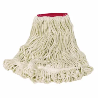 Rubbermaid® Commercial Super Stitch Looped-End Wet Mop Head, Cotton/Synthetic Blend, Large, Red/White