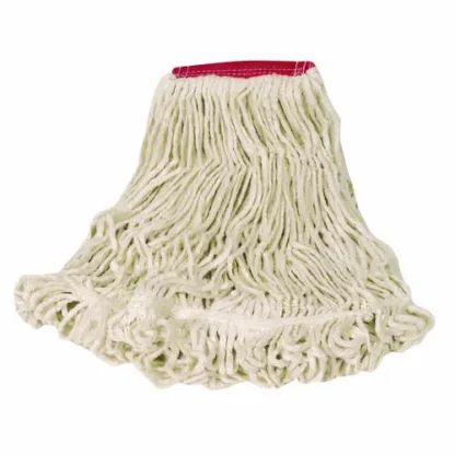 Rubbermaid® Commercial Super Stitch Looped-End Wet Mop Head, Cotton/Synthetic Blend, Large, Red/White