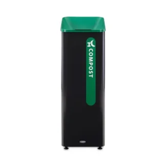 Rubbermaid® Commercial Sustain Decorative Refuse with Recycling Lid, 15 gal, Metal/Plastic, Black/Green