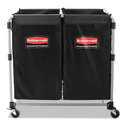 Rubbermaid® Commercial Two-Compartment Collapsible X-Cart, Black/Silver, 2.49 cu ft Capacity