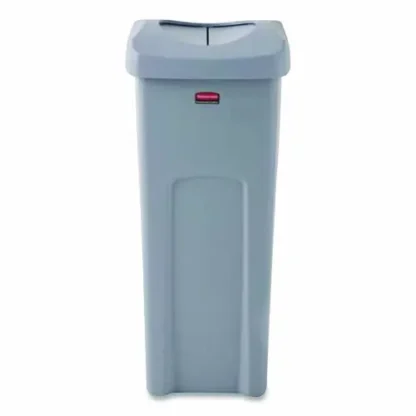 Rubbermaid® Commercial Universal Square Trash Can with Swing Lid, 23 gal, Plastic, Gray