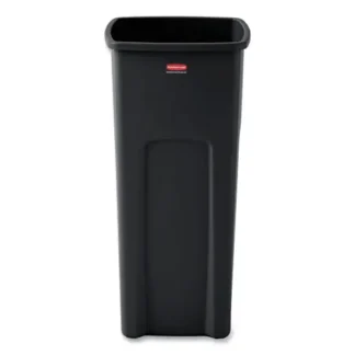 Rubbermaid® Commercial Untouchable Square Waste Receptacle, 23 gal, Plastic, Black
