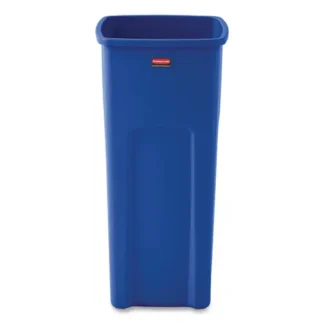 Rubbermaid® Commercial Untouchable Square Waste Receptacle, 23 gal, Plastic, Blue