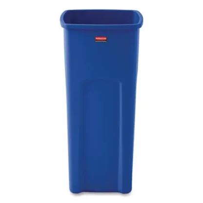 Rubbermaid® Commercial Untouchable Square Waste Receptacle, 23 gal, Plastic, Blue