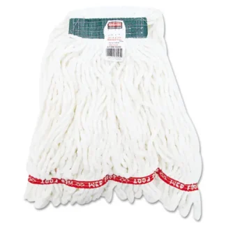 Rubbermaid® Commercial Web Foot Shrinkless Looped-End Wet Mop Head, Cotton/Synthetic, Medium, White