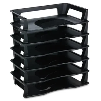 Rubbermaid® Regeneration Recycled Plastic Letter Tray, 6 Compartments, Black