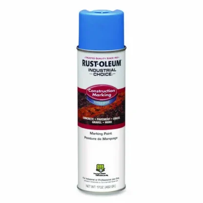 Rust-Oleum® Industrial Choice M1400 System Water-Based Construction Marking Paint - Flat Caution Blue - 17 oz Aerosol Can, 12/Carton