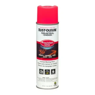Rust-Oleum® Industrial Choice M1800 System Water-Based Precision Line Marking Paint, Flat Fluorescent Pink, 17 oz Aerosol Can, 12/Carton