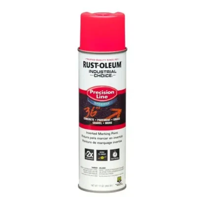 Rust-Oleum® Industrial Choice M1800 System Water-Based Precision Line Marking Paint, Flat Fluorescent Pink, 17 oz Aerosol Can, 12/Carton
