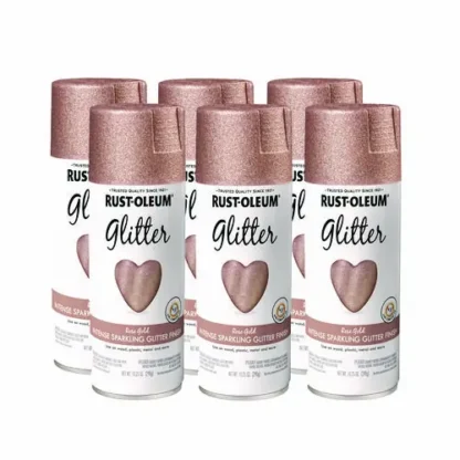 Rust-Oleum® Specialty Glitter Spray Paint, Glitter Rose Gold, 10.25 oz Aerosol Can, 6/Carton; Non-Stock Item - Extended Delivery Time