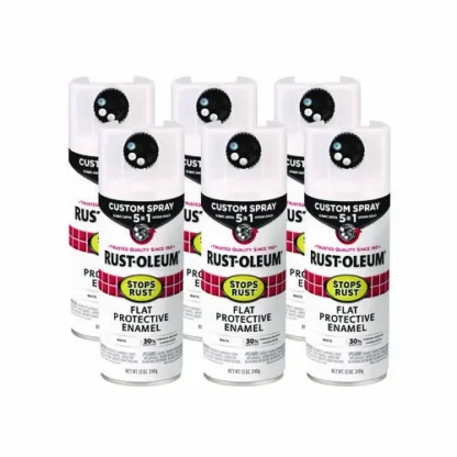 Rust-Oleum® Stops Rust 5-in-1 Spray Paint, Flat White, 12 oz Aerosol Can, 6/Carton