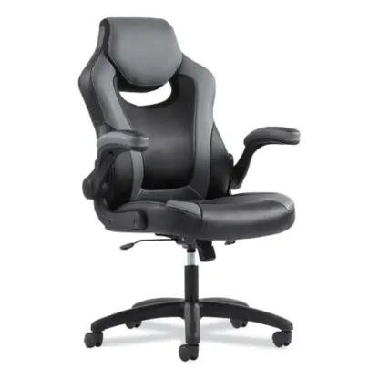 Sadie™ 9-One-One High-Back Racing Style Chair with Flip-Up Arms, Supports Up to 225 lb, Black Seat, Gray Back, Black Base