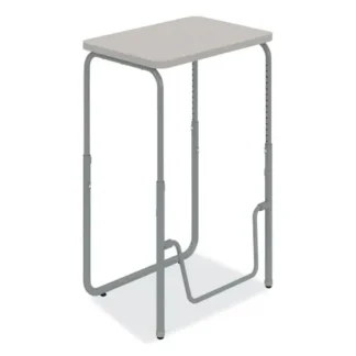 Safco® AlphaBetter 2.0 Height-Adjustable Student Desk with Pendulum Bar, Pebble Gray