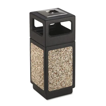 Safco® Canmeleon Aggregate Panel Receptacles, 15 gal, Polyethylene/Stainless Steel, Black