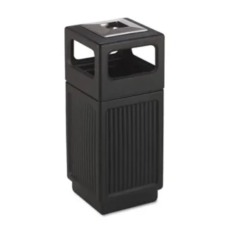 Safco® Canmeleon Recessed Panel Receptacles, 15 gal, Polyethylene, Black