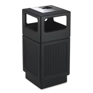Safco® Canmeleon Recessed Panel Receptacles, 38 gal, Polyethylene, Black
