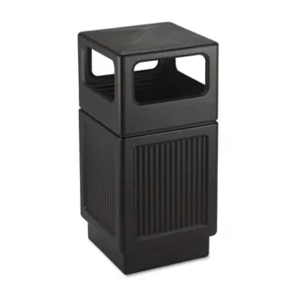 Safco® Canmeleon Recessed Panel Receptacle, Side-Open, 38 gal, Black