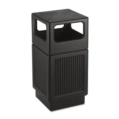 Safco® Canmeleon Recessed Panel Receptacle, Side-Open, 38 gal, Black