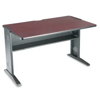Safco® Computer Desk with Reversible Top, Mahogany/Medium Oak, 47.5"W x 28"D x 30"H